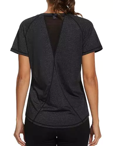 Gyabnw Damen Fitness T-Shirt Kurzarm Atmungsaktiv Funktionsshirt für Yoga