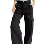 Haloumoning Mädchen Cargohose Baumwoll Y2K Baggy Cargo Hose Kinder Straight Leg Hohe Taille Jogginghose Casual Outdoorhose mit Elastische Taille und Taschen
