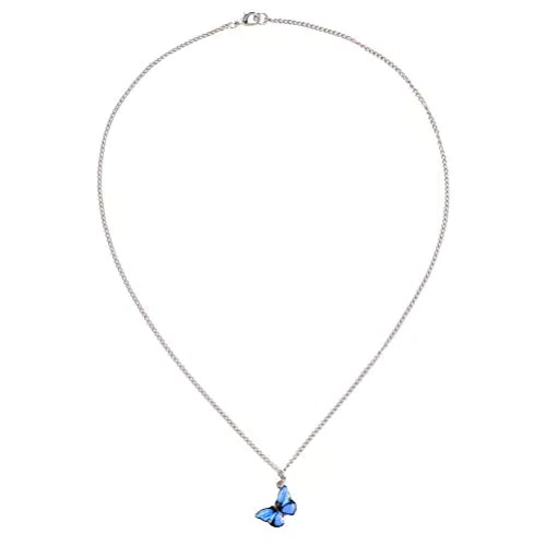Happyyyami Schmetterling Anhänger Halskette aus Edelstahl Opal zarter Schmetterling Choker Schmuck Anhänger Mode für Frauen Mädchen