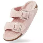 Harvest Land Damen Flauschige Sandalen Weiche Wärme Pantoffeln Kunstpelz Open Toe Latschen Mit Verstellbaren Schnallen Fur Slides Rutschfeste Lndoor Outdoor Slipper Modischen. Pink 39
