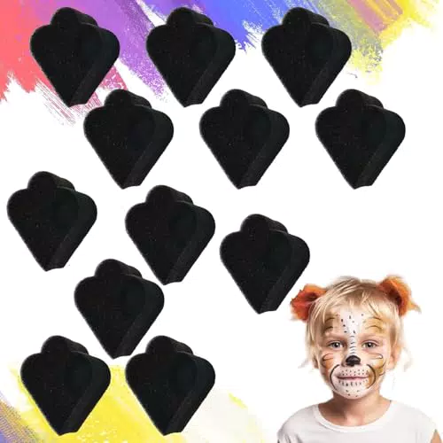 HEKOBAG 12 Stk Gesichtsbemalungsschwämme Malschwamm Schwarz Schwämme Gesichtsbemalung Zeichnen Schwamm Malerei Schwämmchen Malen für Körpermalerei Halloween Fasching Partys Weihnachten