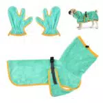 HEKOBAG 2 Stück Hundebademantel Extra Saugfähig Hunde Bademantel XS Bademantel Hund Klein Badetuch Hunde Schnelltrocknend Trockenmantel aus Samt mit Handschuhe für Kleine Hunde Katze