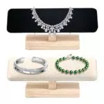 HEKOBAG 2 Stück Uhrenhalter Uhrenständer Holz Armbandhalter Armbandständer Weiß/Schwarz Schmuck Display Holz Armband Halterung Armreif Display für Uhr Armband Halskette Geschenk