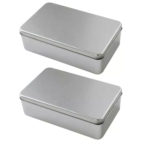HEMOTON 2Pcs Keksdose Metall Metalldose Rechteckige Leere Dosen Metallbox Keksdosen Vorratsdose Geschenkdose mit Deckel Kleine Box Aufbewahrungsdose für Zuhause Party Snacks Silber