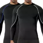 Herren Kompression Langarm Stehkragen Wintersport Baselayer T-Shirts Tops Schwarz06-2X