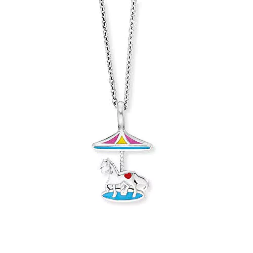 Herzengel Mädchen Kinder Halskette aus Sterling Silber und einem Anhänger mit buntem Stern-Regenbogen aus Emaille - Karabinerverschluss - längenverstellbar - nickelfrei