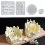 HIKLINK Silikonformen Gießformen Häuser, Silikonform Haus Silikonform Ostern Hase Fahrrad Baum Silikonform Kerzenhalter Gießform Haus Giessformen Silikon Ostern Silikonform Häuser für Handwerk