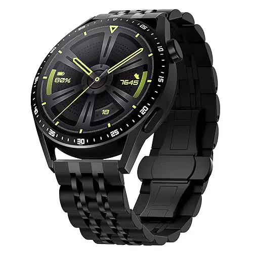 Hiseus Armband Kompatible mit Huawei Watch 4/4 Pro / 3/3 Pro/GT 3 46mm / GT 3 Pro 46mm / GT 3 SE/GT 2 46mm / GT 2 Pro/GT 2e Ersatzarmband Edelstahl Metallarmband