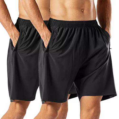 HMIYA Herren Sport Shorts Schnell Trocknend mit Reißverschlusstaschen