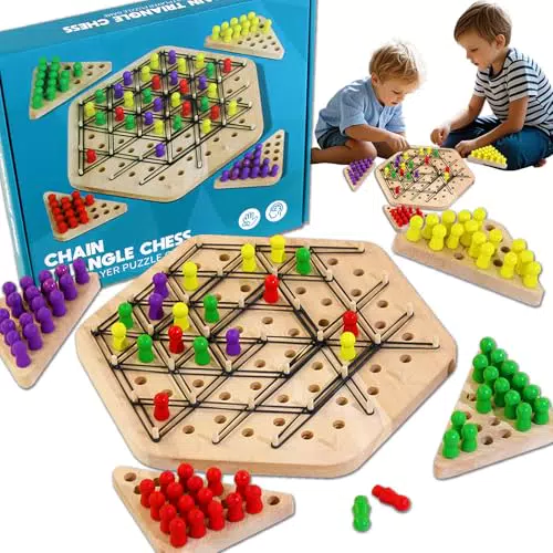 Holz Ketten Dreieck Schachspiel, Geometrisches Schachspiel 2 bis 4 Spieler