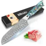 Home Safety Damastmesser Santoku Messer mit extrem Scharf 18cm Klinge aus 67 Lagen VG-10 Damaststahl Küchenmesser Damast Gemüsemesser