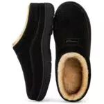 HomeTop Herren Mokassin Hausschuhe Weiche Warme Rutschfeste Memory Schaumstoff Innen Pantoffeln mit flauschigem Futter Schwarz
