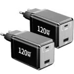 HSSNS 2er-Pack 120W USB C Ladegerät, 2-Port Schnellladegerät PD Fast Charger