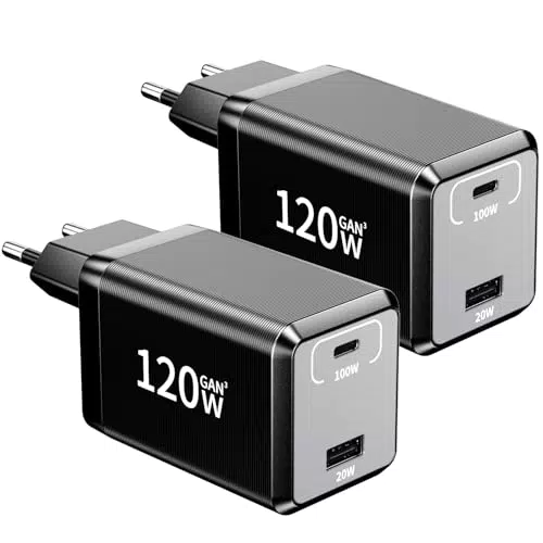 HSSNS 2er-Pack 120W USB C Ladegerät, 2-Port Schnellladegerät PD Fast Charger