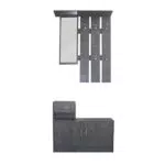 HTI living Garderobenpaneel mit Schuhschrank Thekla Beton mit Spiegel Hutablage und 5 Kleiderhaken