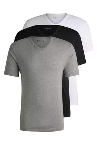 HUGO BOSS Herren T-Shirt V-Neck, Weiß