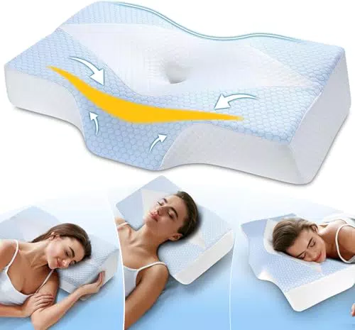 Hydomi Memory Foam Nackenkissen Ergonomisches Orthopädisches Kopfkissen für Nacken- und Schulterschmerzen - Kühlendes Schlafkissen für Seitenschläfer