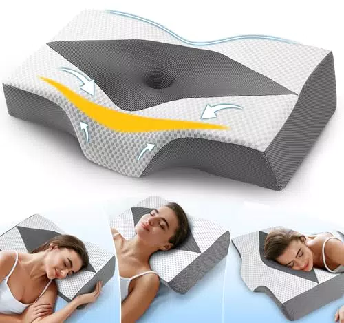 Hydomi Memory Foam Orthopädisches Kissen: Ergonomisches Kopfkissen für Nackenschmerzen-Nackenkissen Kopfkissen- Antischnarchkissen für Seiten