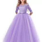 Principessa Blumengirl-Kleid für festliche Anlässe - Kinder Mädchen Kleid für Hochzeit und Party - Lila - Größe 9-10 Jahre