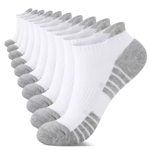 IceReco Sneaker Socken Herren Damen 10 Paar Kurze Sportsocken Baumwolle Atmungsaktiv Unisex Socken Halbsocken Weiß 39-42