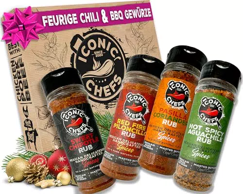 ICONIC CHEFS® Spicy Chili BBQ Rub Gewürze Set – Geschenkset für Grillliebhaber