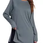Imily Bela Damen Langarm Tunika Tops überdimensioniert lässig lose Fit Shirts mit Leggings zu tragen