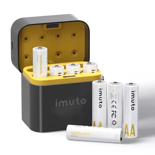 imuto Batterien AA 8 Stück Wiederaufladbare Lithium 1