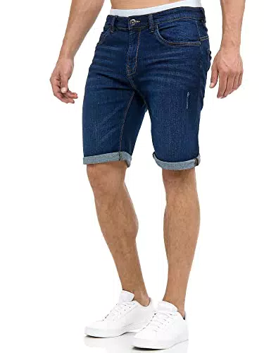 Indicode Caden Herren Jeans Shorts mit 5 Taschen im Used Look