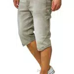 Indicode Herren Jaspar Jeans Shorts mit 5 Taschen, Herrenshorts Used Look für Männer Lt Grey