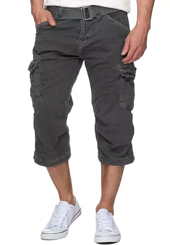Indicode Herren Nicolas Check Cargo-Shorts mit Gürtel aus Baumwolle