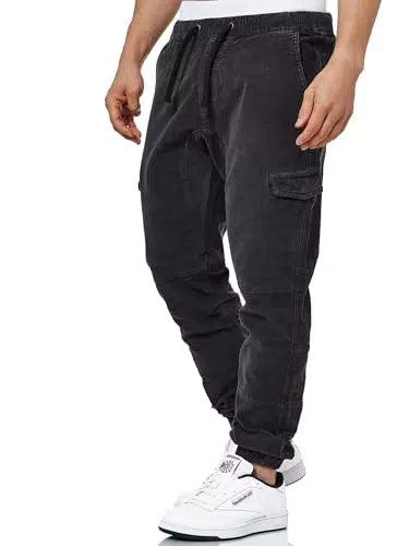 Indicode Herren Walker Cargohose, Cargo Hose Cordhose Kord Baumwollhose Black XX