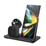 Induktive Ladestation für Samsung 3 in 1 Ladestation Kompatibel für Galaxy Watch 7/6/6 Classic/5/5 Pro/4/3/Active 2/1 Ladegerät für Samsung S25 Ultra S24 S23 S22 S21 Z Flip/Z Fold Galaxy Buds
