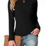 IWOLLENCE Langarmshirt Damen Oberteile Eng Tshirt Longsleeve Gerippt Rundhalsausschnitt Basic Elegant Y2K Top