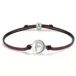 J.Endéar Kordelarmband mit Buchstabe F für Damen Silber 925