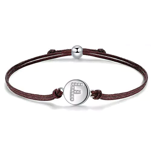 J.Endéar Kordelarmband mit Buchstabe F für Damen Silber 925