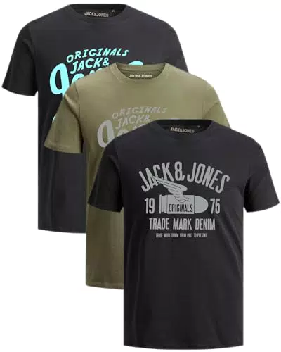 JACK & JONES Herren 3er-Set T-Shirts aus Baumwolle