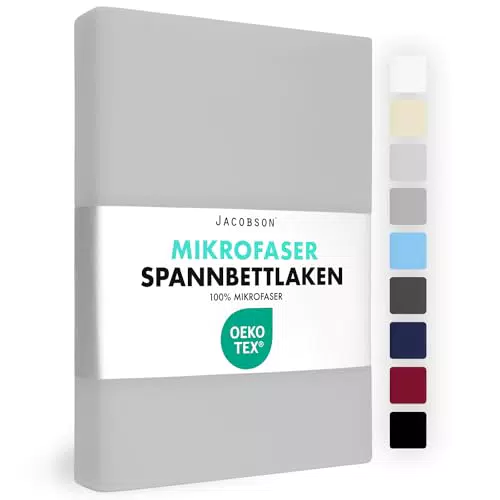JACOBSON Spannbettlaken 180x200-200x200, Premium Mikrofaser Spannbetttuch 160g/m