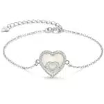 JANDY SHINE Herz Armband Silber, Perlmutt Herz Anhänger Armband