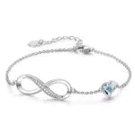 JewelryWe Schmuck Damen Armband Fußkettchen, Lieben Herz Infinity Unendlichkeit für Immer Armkette Fußkette Armreifen Geschenke für Frauen Mädchen