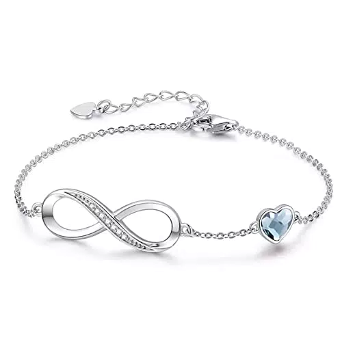 JewelryWe Schmuck Damen Armband Fußkettchen, Lieben Herz Infinity Unendlichkeit für Immer Armkette Fußkette Armreifen Geschenke für Frauen Mädchen