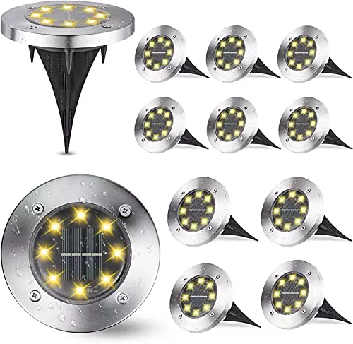 Joomer 12 Stück Solar Bodenleuchten Aussen, Solarleuchten für Garten Außen mit 8 LEDs