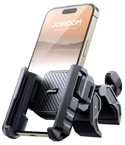 JOYROOM 2025 Upgrade Handyhalterung Fahrrad, Handyhalterung Motorrad Vibrationsgedämpft 1S Schnelle Montage und Demontiert am Lenker
