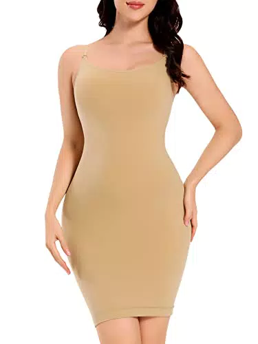 Joyshaper Miederkleid Damen Bauchweg Formend Unterkleid Shapewear Trägern Unterröcke Formkleid Figurformende Unter Kleide Nahtlose Strapless Shaping Full Silps Beige
