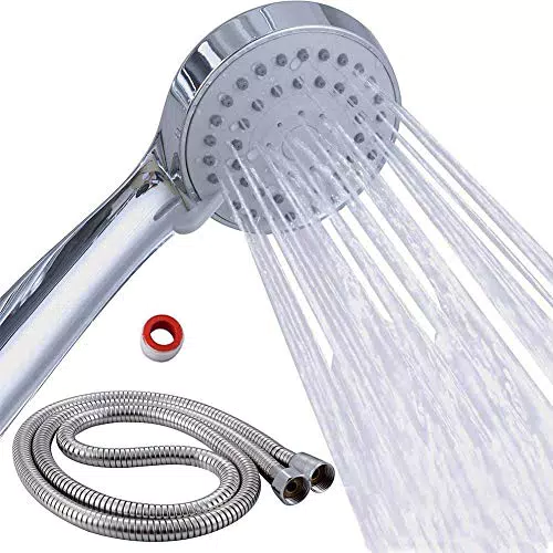 JQKX Duschkopf mit Schlauch 1, 5M Hochdruck 3 Strahlarten Handheld mit Brauseschlauch und Teflonband