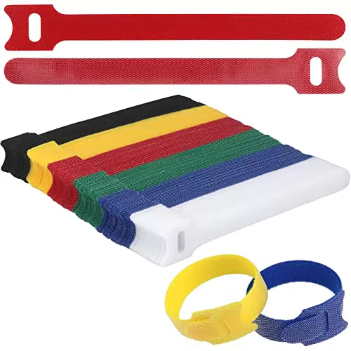 Kabel Klettband, 120 Stück Kabelbinder Bunt Kabel Klettband Selbstklebend Kabelbinder Wiederverschließbar 6 Inches Mehrfarbig Klett Kabelbinder für Home Office Büro und Garten