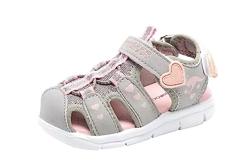 KangaROOS Unisex Kinder K-mini Sandalen, Vapor Grey English Rose Glitter 2109