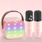 Karaoke Maschine mit 2 Karaoke Mikrofonen: Mini Karaoke Maschine Kinder mit Mikrofon Mädchen Geschenke Spielzeug für 3-12 Jahre - Bluetooth MusikLautsprecher