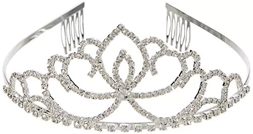 Katara 1637 - Silbernes Strass Diadem Haarspange - Hochzeit