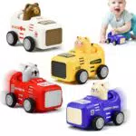 KLYKLL 4 Stücke Spielzeugautos Press and Go Spielfahrzeuge Baby Auto Spielzeug ab 1 Jahre Drück & Los Spielfahrzeuge Spielzeug Auto Tier Autospielzeug Geschenk für 1 2 3 Jahr Kinder