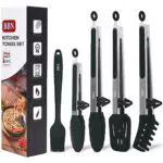 Küchenzange, Zange zum Kochen, 5 Stück, 9-Zoll- und 12-Zoll-Küchenzange mit Silikonspitzen
